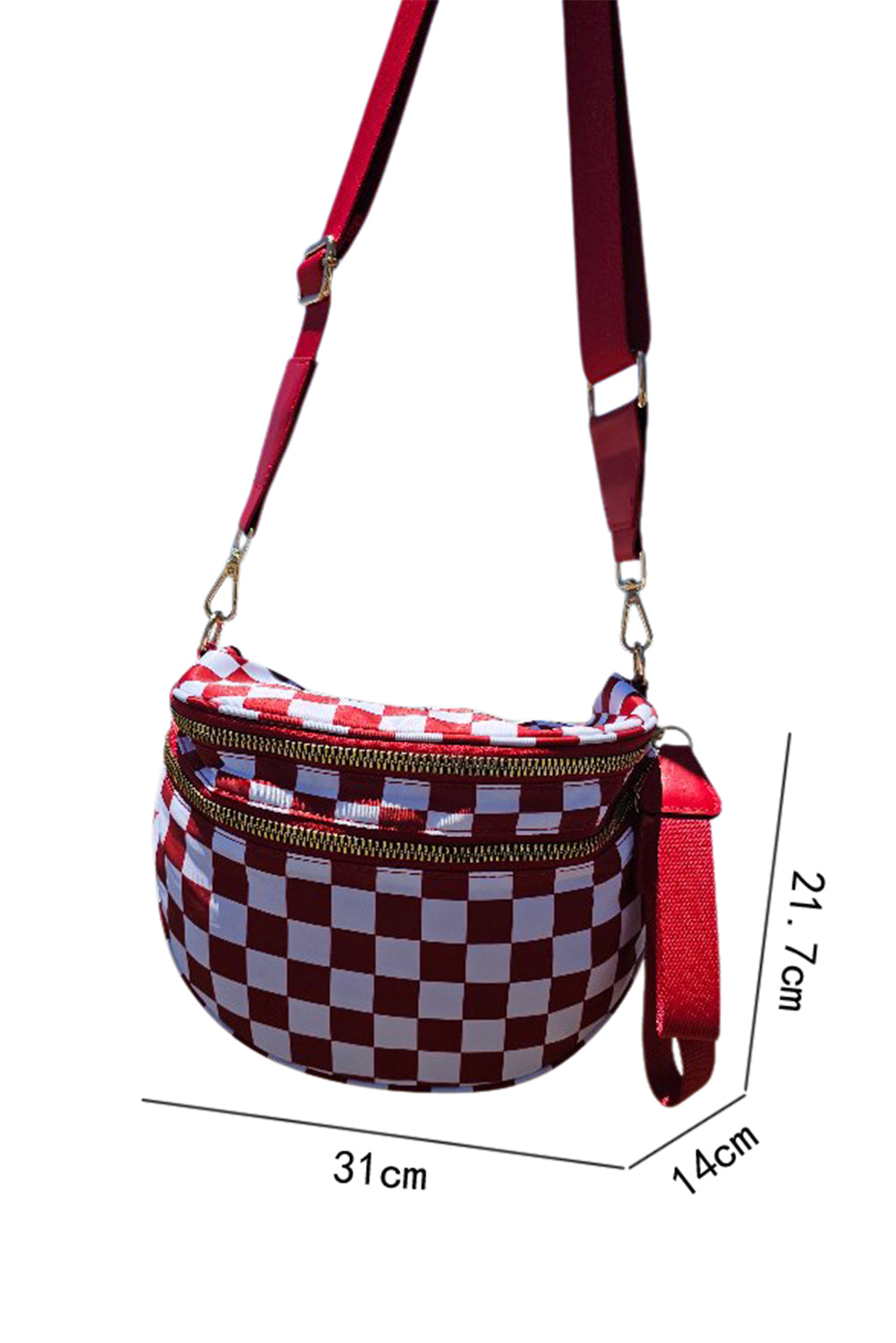 Chicory Coffee Checkered Print Wide Strap Large Crossbody Bag