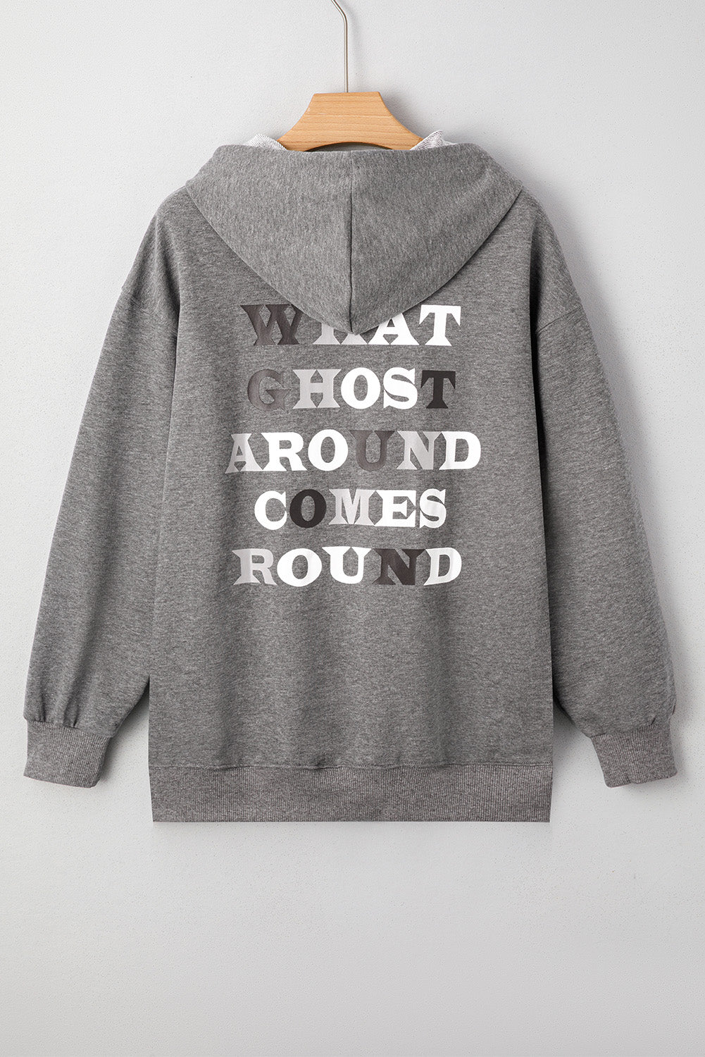 Dark Grey Cute Halloween Ghost Mineral Wash Oversized Hoodie