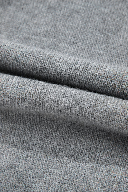 Medium Grey Hooded Button Up Drop Shoulder Sweater Cardigan