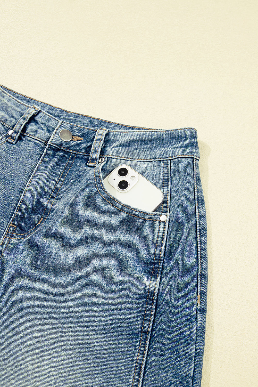 Dusk Blue Vintage Washed Seam Detail Jeans