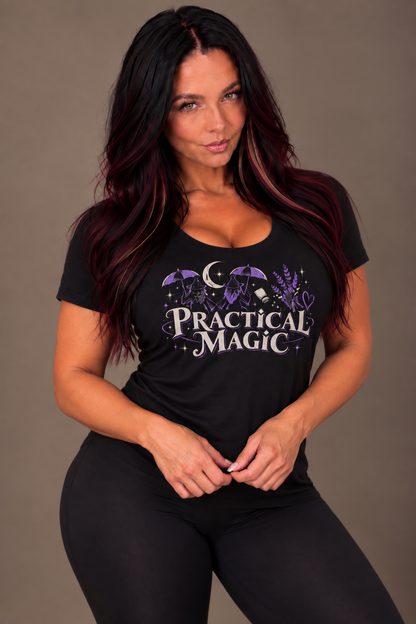 Practical Magic T-Shirt — Witchy Moon & Lavender Mystic Tee