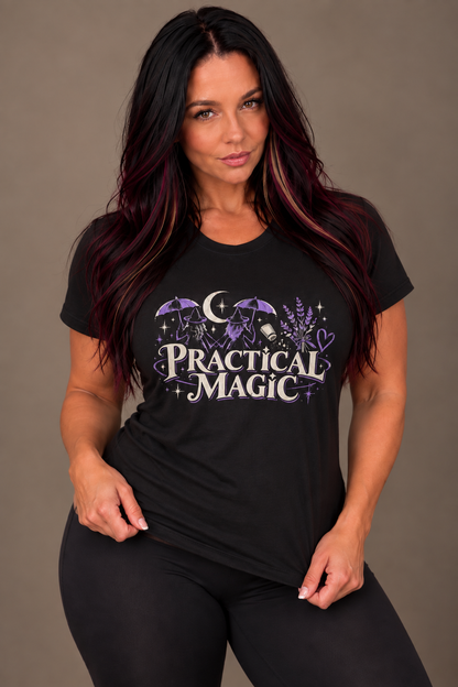 Practical Magic T-Shirt — Witchy Moon & Lavender Mystic Tee