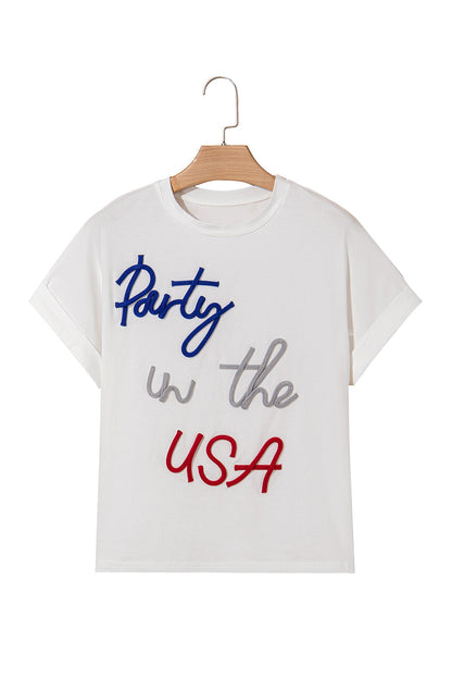 White Party in the USA Letter Graphic T Shirt