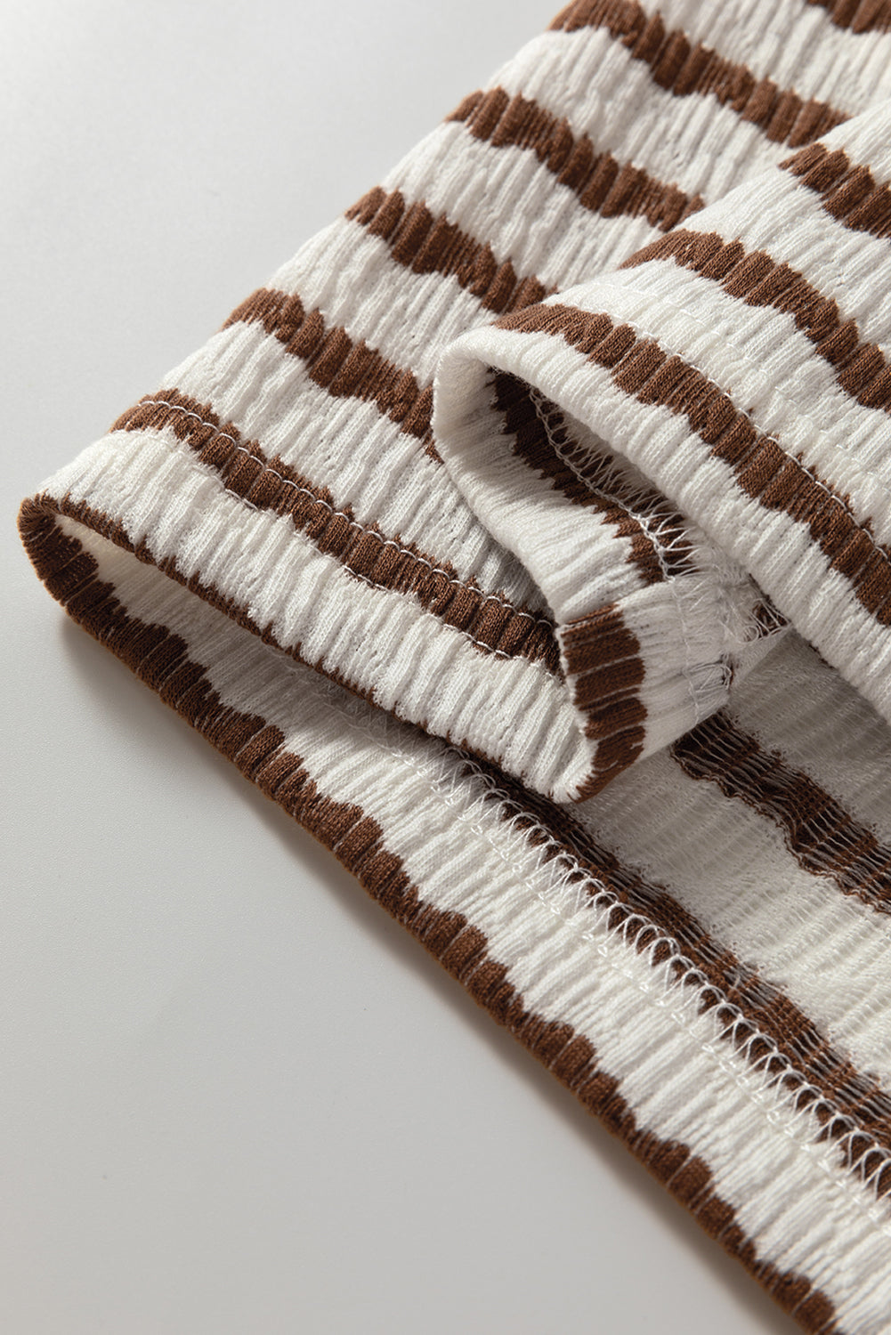 Black Stripe Textured Hooded Long Sleeve Top