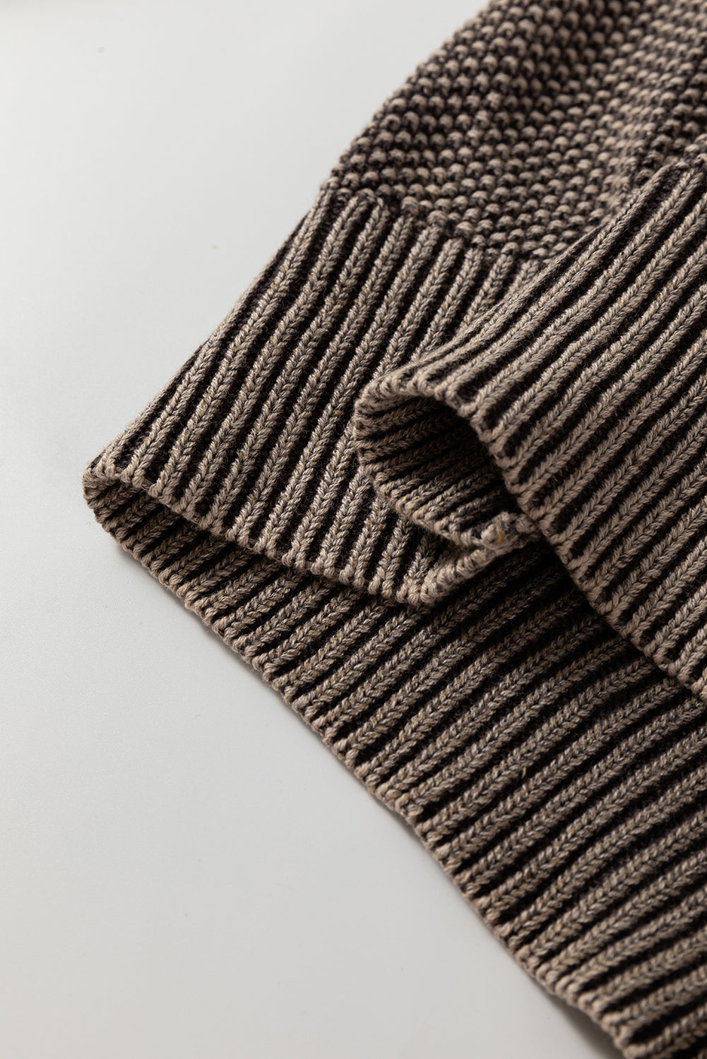 Dark Brown Cable Knit Raglan Sleeve Casual Sweater