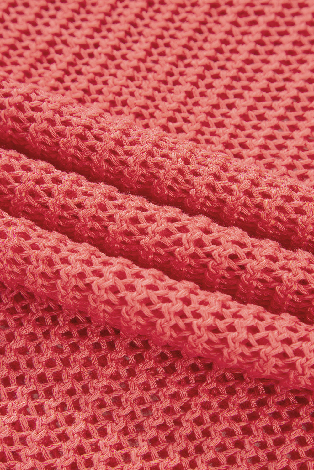 Coral Crochet Hollow-out Knit Sweater