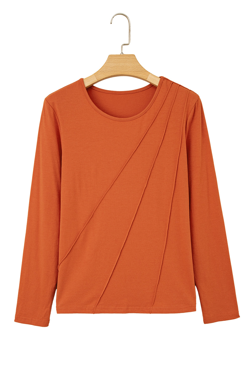 Black  Asymmetric Seam Detail Solid Color Long Sleeve Top