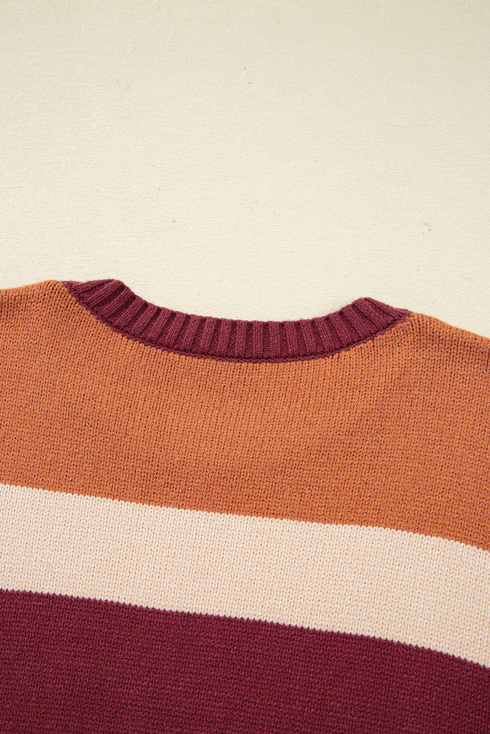 Brown Checkered Colorblock Knitted Drop Shoulder Sweater