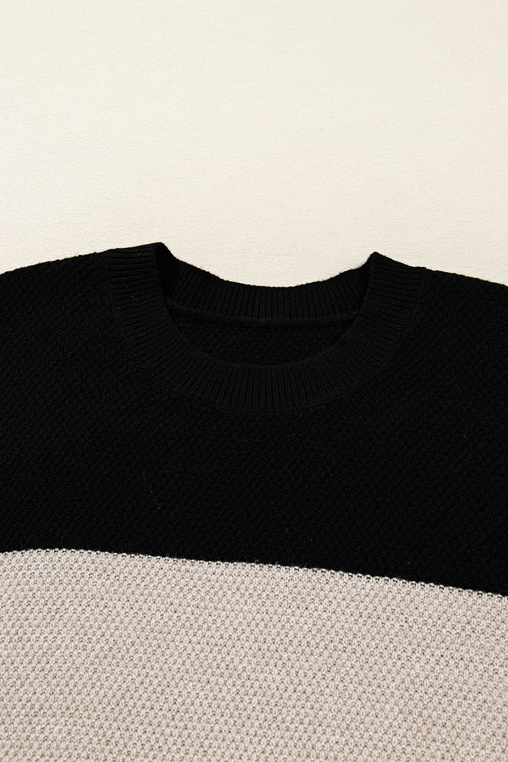 Dark Brown Colorblock Striped Sleeve Detail Knit Sweater