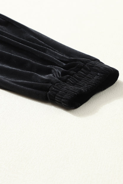 Black Vintage Pocket Velvet Jogger Pants