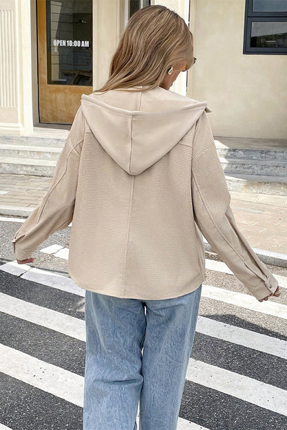 Laurel Green Solid Color Textured Patchwork Flap Pocket Shacket