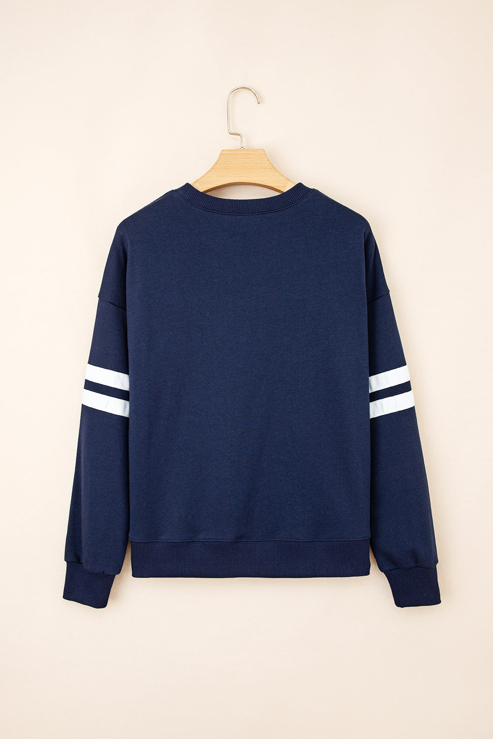 Coffee Preppy Striped Sleeve Loose Sweatshirt