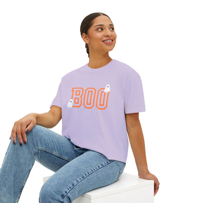 Halloween Ghost Women's Boxy Tee, Cute Halloween Shirt, Boo Tee, Spooky Casual Top, Fall Fashion Tee
