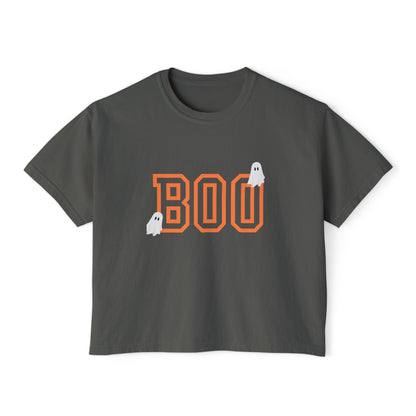 Halloween Ghost Women's Boxy Tee, Cute Halloween Shirt, Boo Tee, Spooky Casual Top, Fall Fashion Tee
