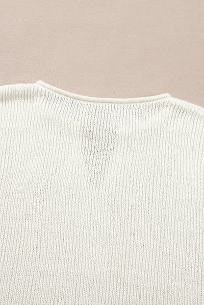 Brown Stripe Cropped Drop Sleeve Sweater