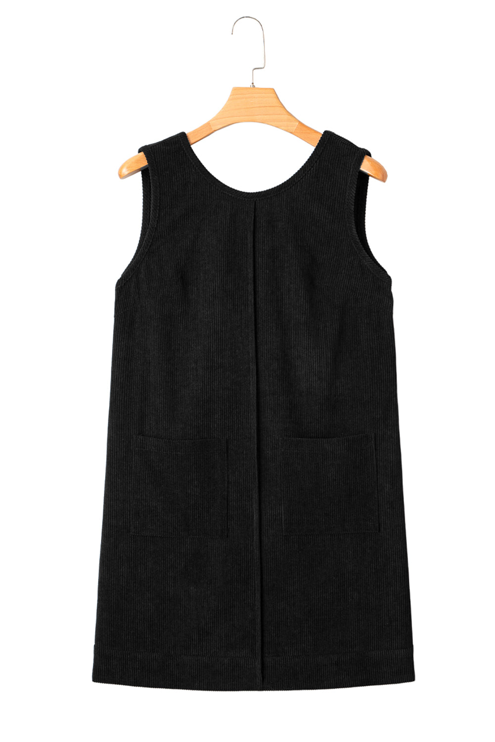 Beige Corduroy Exposed Seam Sleeveless Mini Dress