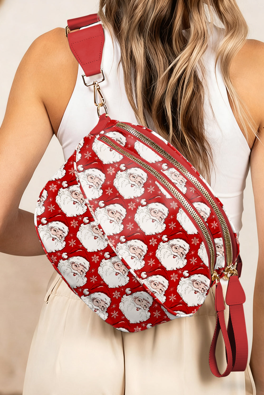 Black Floral Print Multi Pocket Crossbody Bag