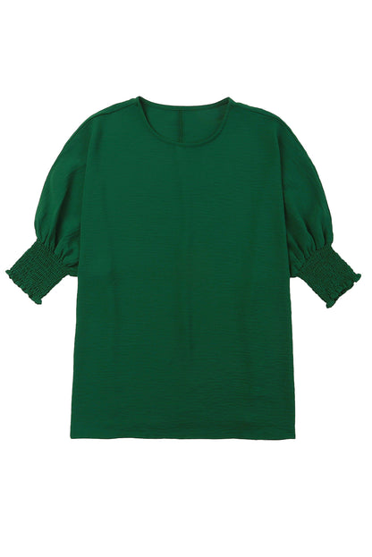 Black Plain Batwing Sleeve Business Casual Blouse