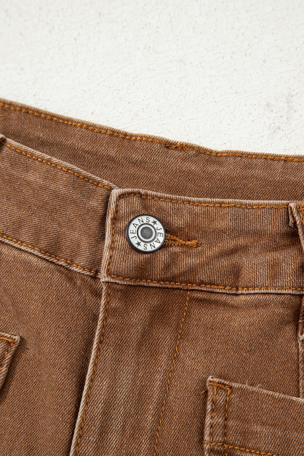 Brown Minimalist Patch Pocket High Waist Shift Jeans