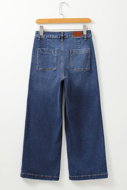 Bluing Mimimalist Patch Pocket High Waist Shift Jeans