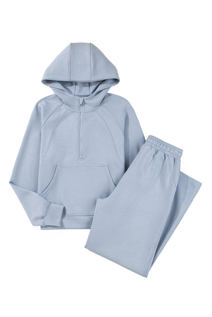 Jet Stream Half Zip Thumbhole Sleeve Hoodie Active Pants 2pcs Outfit