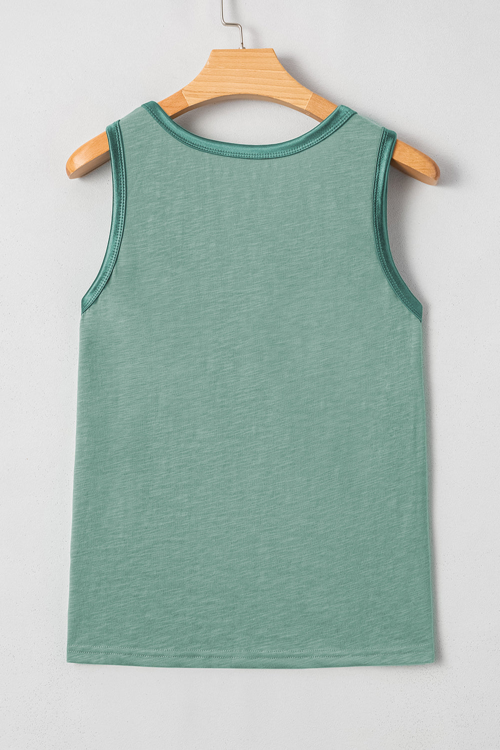 Tan Contrast Trim Round Neck Tank Top