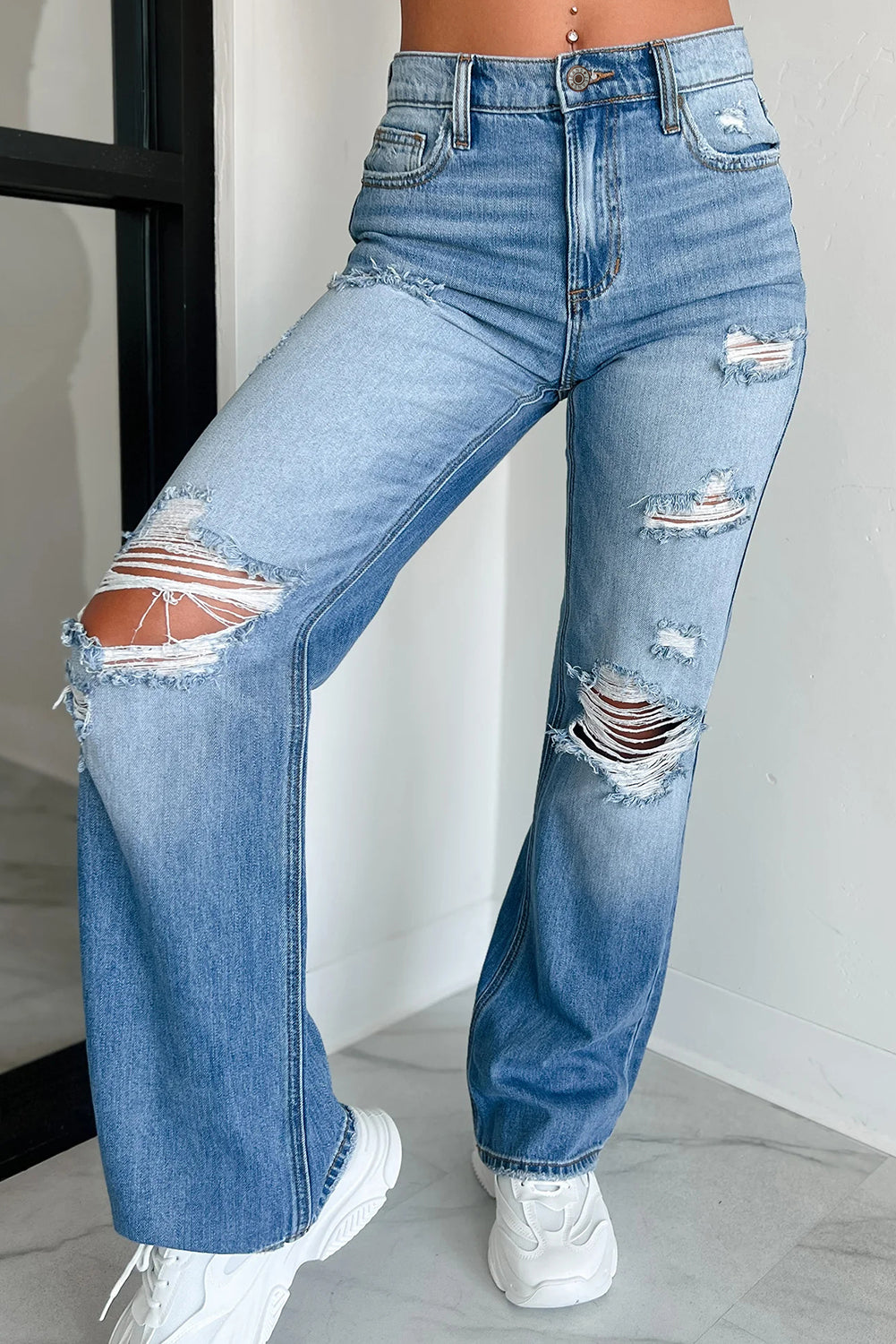 👖 Rebel Rips Straight-Leg Jeans