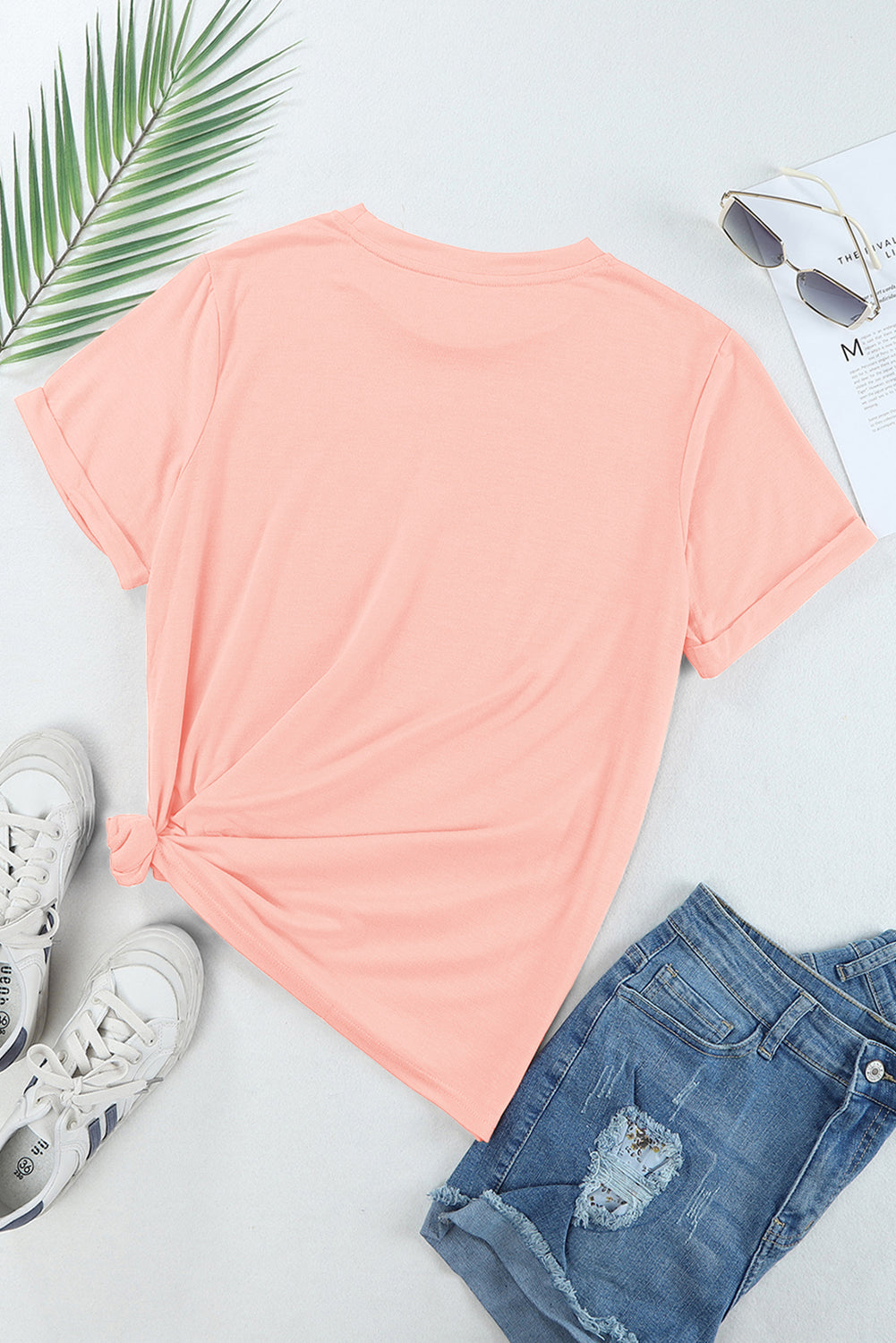 Pink Strawberry Fruit Pattern Heat Transfer Printing Graphic Tee