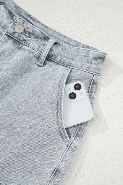 Sail Blue Scalloped Hemline Light Wash Denim Shorts