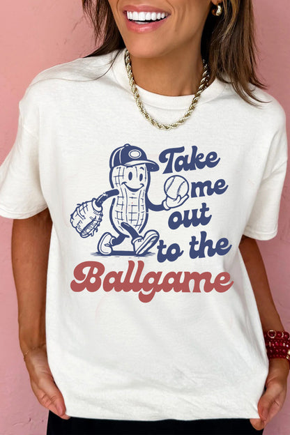 White Take me out to the Ballgame Casual Tee