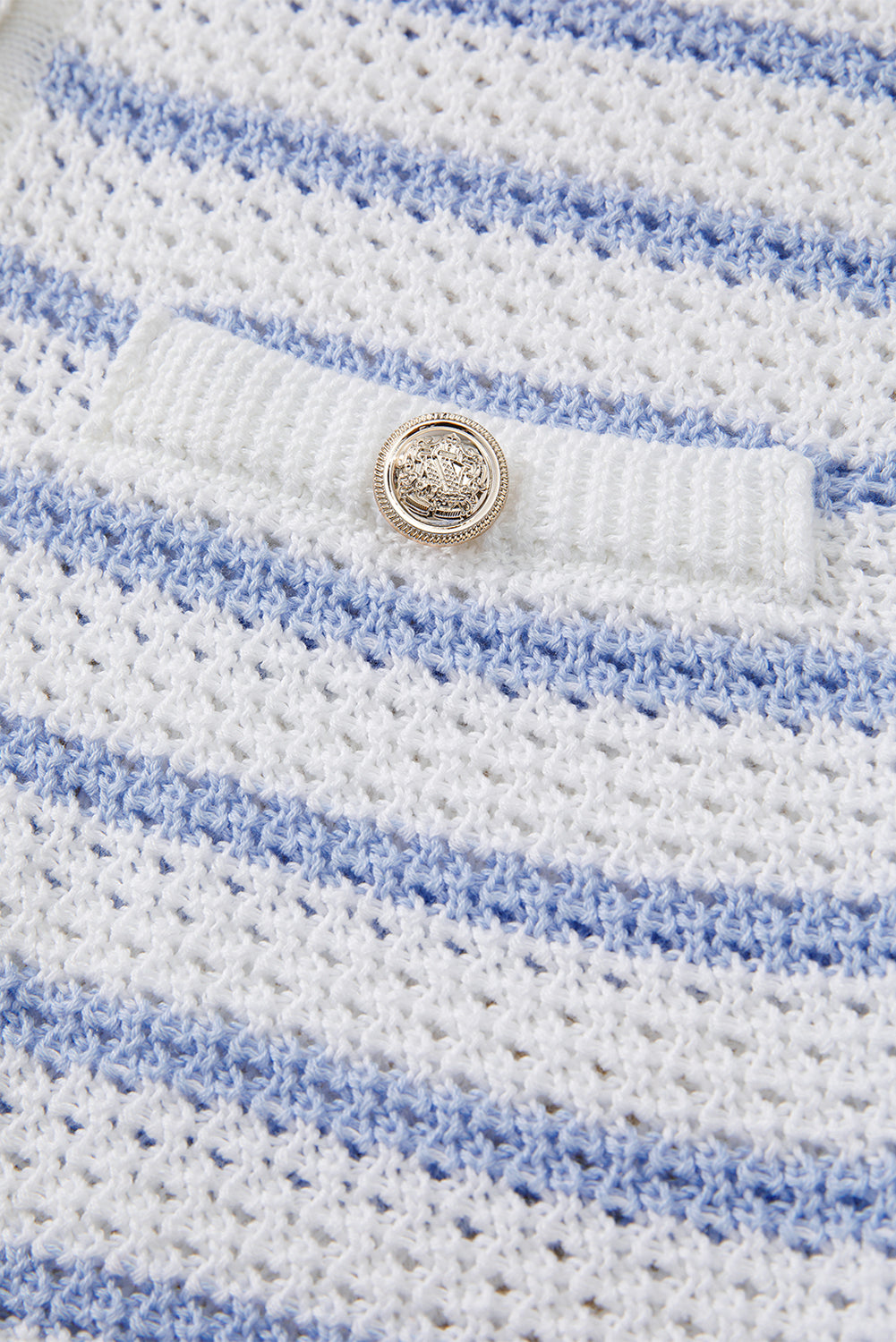 Black Striped V Neck Button Knit Vest