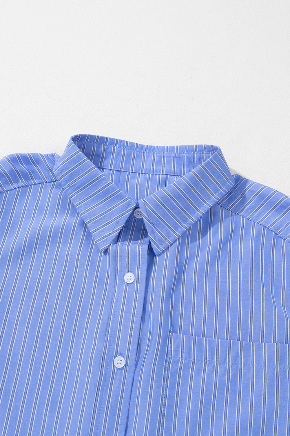Blue Stripe Button Up Oversized Casual Shirt Shacket