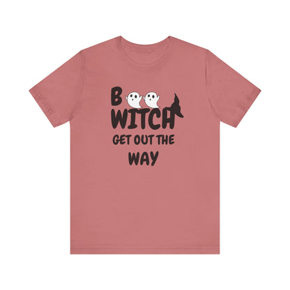 Halloween Ghost Tee, Fun Unisex Jersey Short Sleeve Tee, Boo Witch Get Out The Way Shirt, Spooky Vibes, Fall Fashion, Gift for Friends