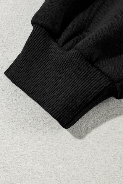 Black Half Zip Sweatshirt and Pants Set