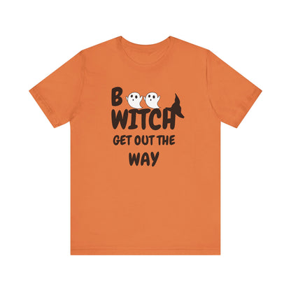 Halloween Ghost Tee, Fun Unisex Jersey Short Sleeve Tee, Boo Witch Get Out The Way Shirt, Spooky Vibes, Fall Fashion, Gift for Friends