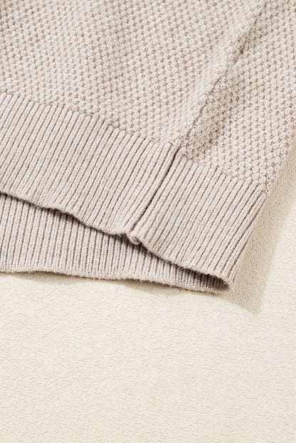 Dark Brown Colorblock Striped Sleeve Detail Knit Sweater
