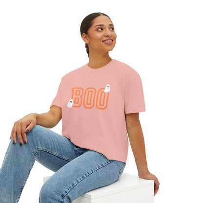Halloween Ghost Women's Boxy Tee, Cute Halloween Shirt, Boo Tee, Spooky Casual Top, Fall Fashion Tee