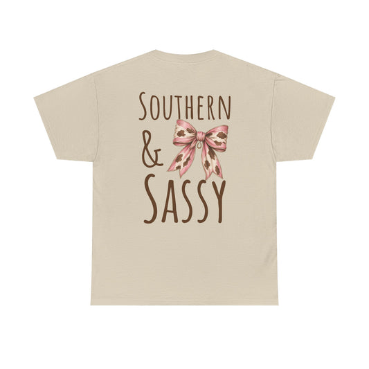 Southern Sass T-Shirt — Leopard Bow Graphic Tee