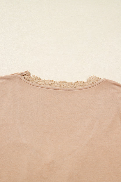 Red Dahlia Lace Sweetheart Neckline Long Sleeve Top
