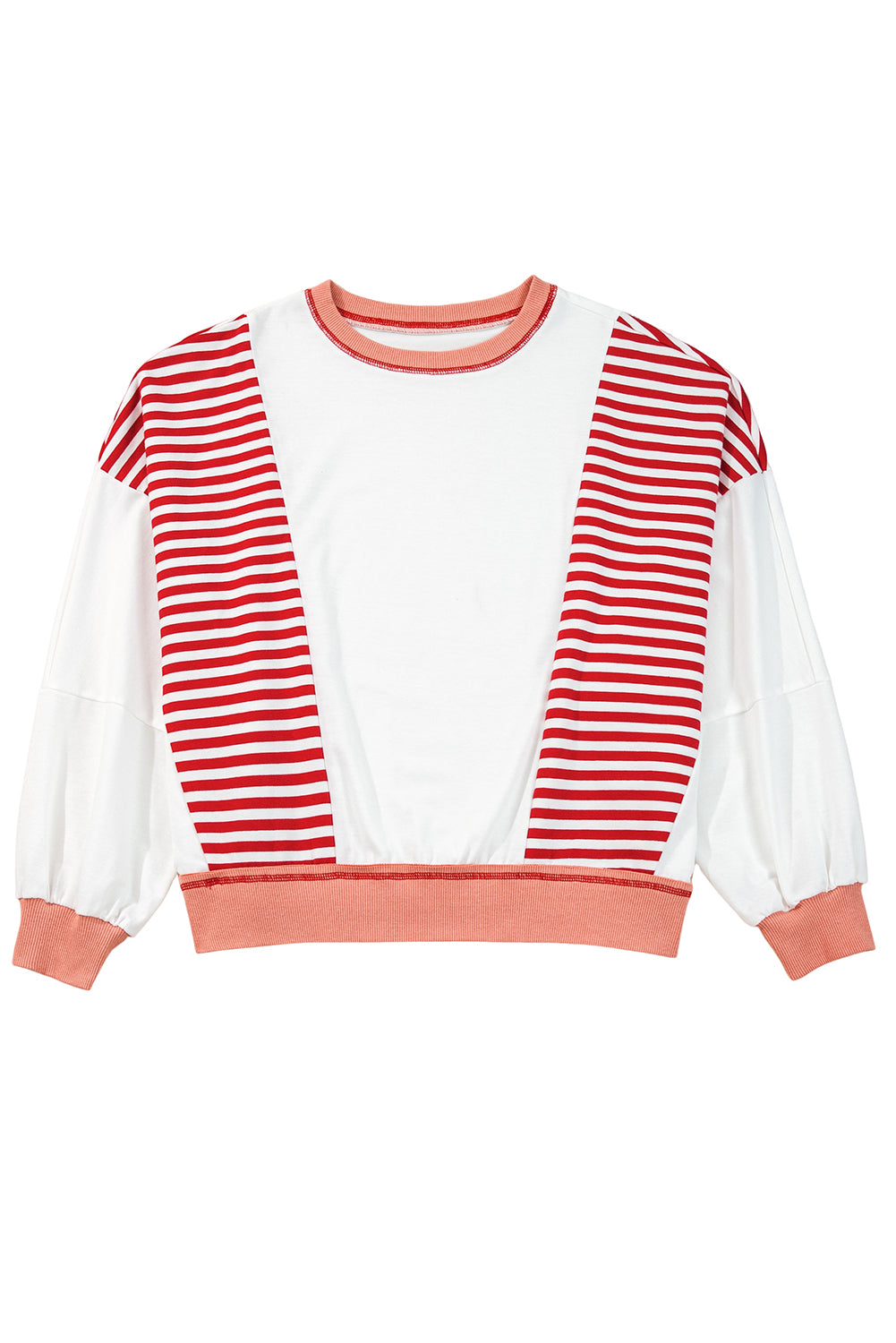 Green Striped Colorblock Patchwork Oversized Sweatshirt
