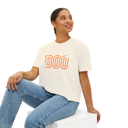 Halloween Ghost Women's Boxy Tee, Cute Halloween Shirt, Boo Tee, Spooky Casual Top, Fall Fashion Tee