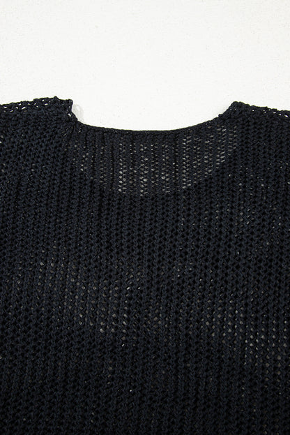 Coral Crochet Hollow-out Knit Sweater