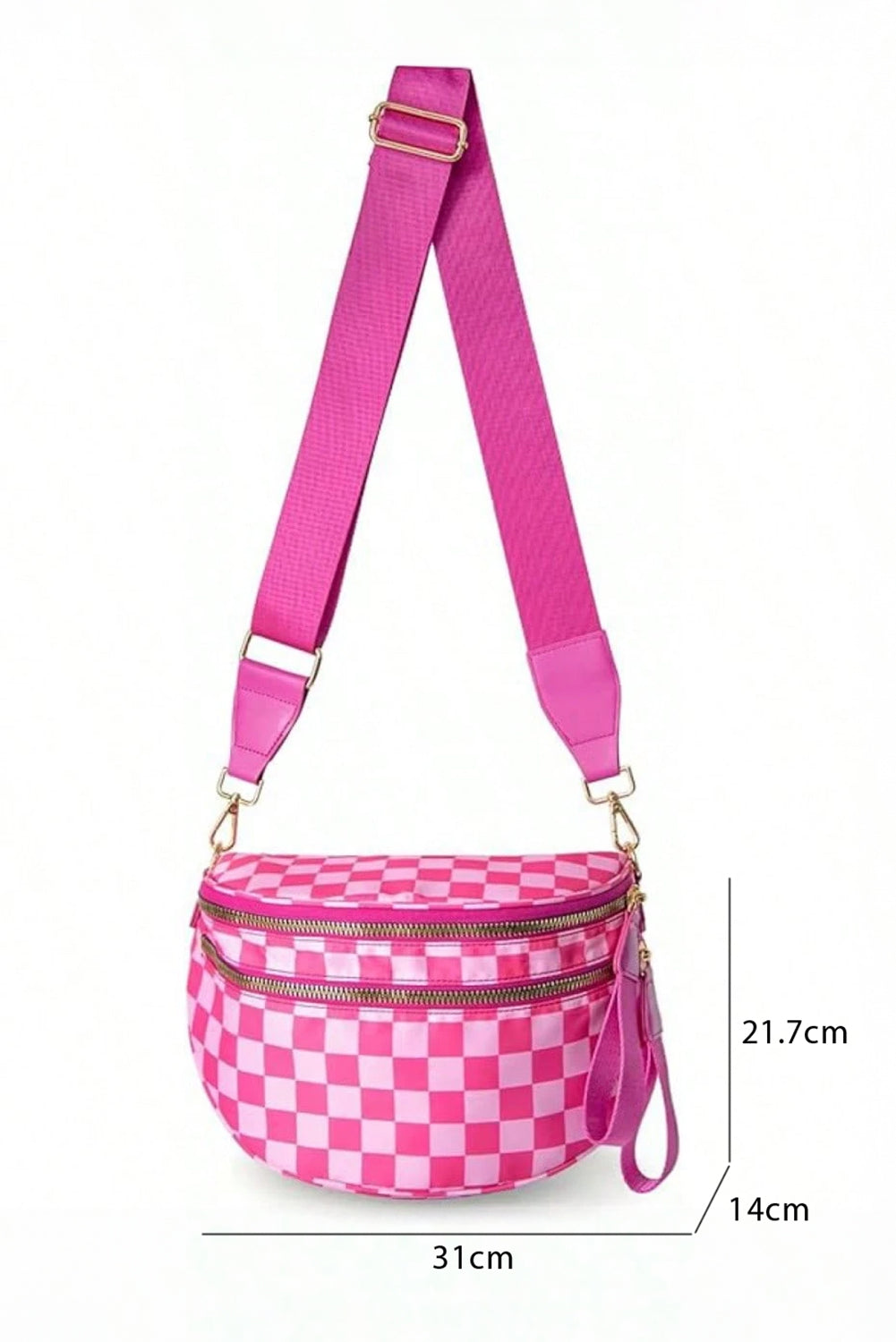 Chicory Coffee Checkered Print Wide Strap Large Crossbody Bag