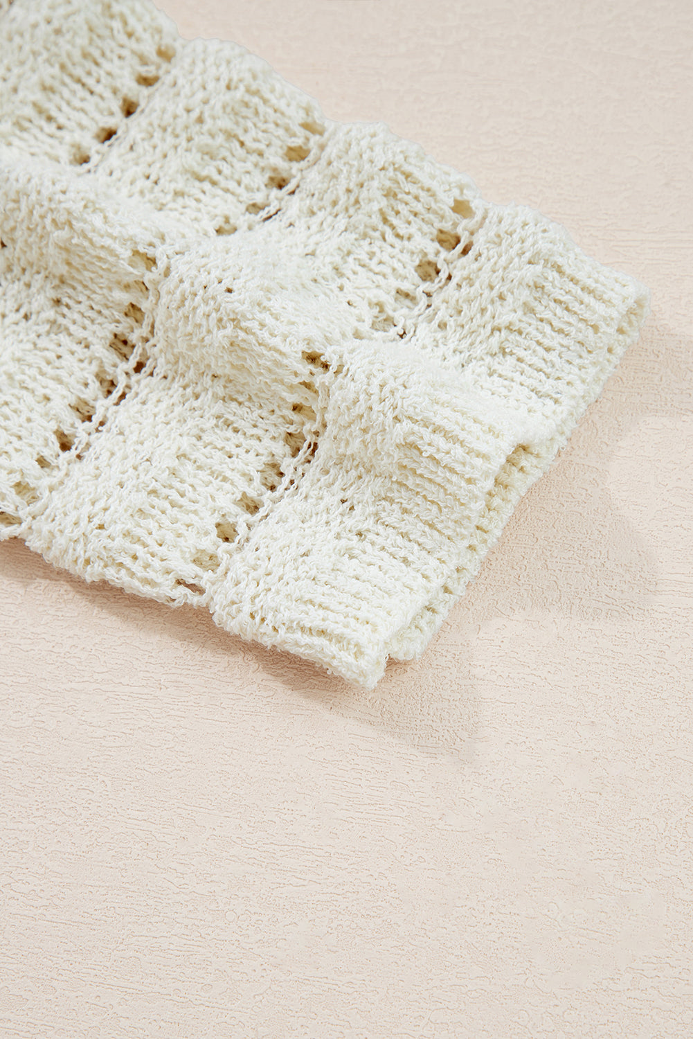 White Hollow Out Knit Round Neck Sweater