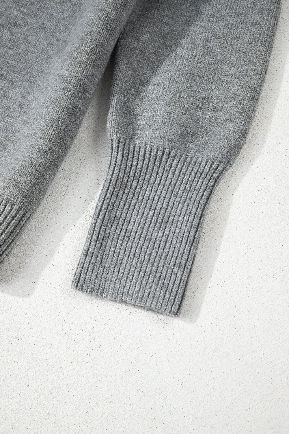 Medium Grey Hooded Button Up Drop Shoulder Sweater Cardigan