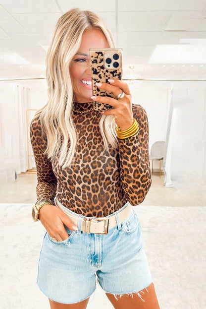 🐆Wild Aura Leopard Mesh Top