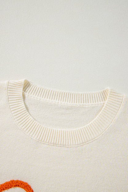 Black Halloween Boo Drop Shoulder Knit Sweater
