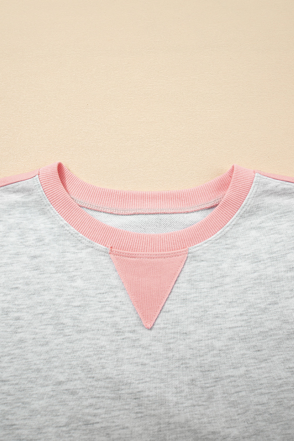 Light Grey Colorblock Raw Hem Pullover and Shorts Set