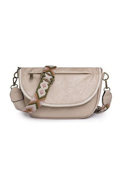 Thai Curry Wide Strap PU Leather Crossbody Bag