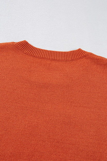 Black Halloween Boo Drop Shoulder Knit Sweater